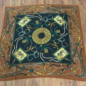 Art of the scarf made in Italy extra large equestrian brown black scarf